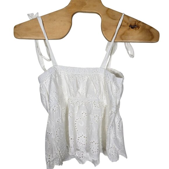 American Eagle Tops - American Eagle Halter Top Large‎ Women's White Straps Lace Pattern Cropped